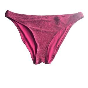 Good American 7 4X Plus Classic Bikini Swim Bottoms Hawaiian Pink‎ Metallic NWT